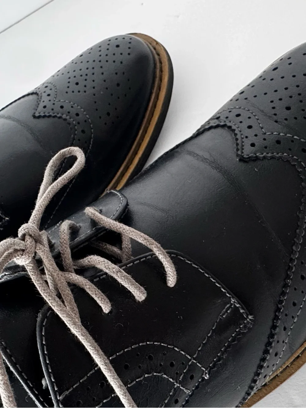 Perry Ellis Portfolio Dapper Men's 8.5 Black Wingtip Brogue Lace Up Dress Shoes